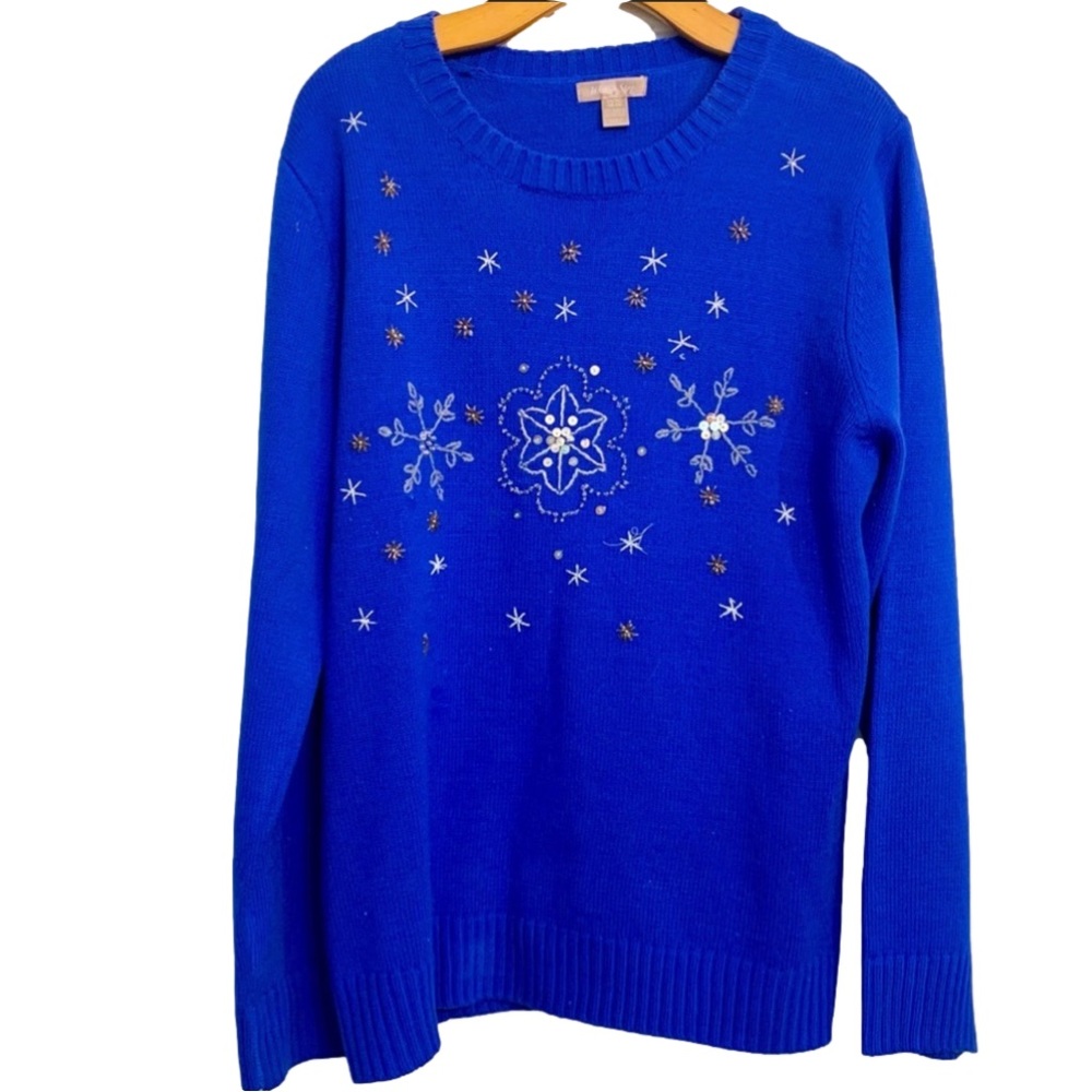 Vintage Snowflake Beaded Embellished Sweater